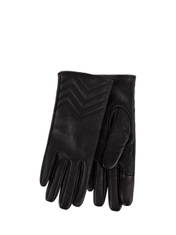totes Isotoner Women's Cashmere Lined Leather Chevron Detail Gloves, Black, Black