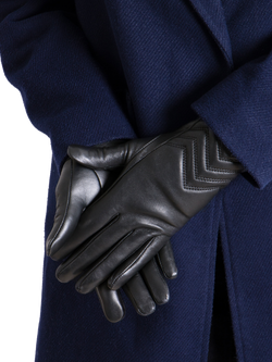 totes Isotoner Women's Cashmere Lined Leather Chevron Detail Gloves, Black - view 2, Black