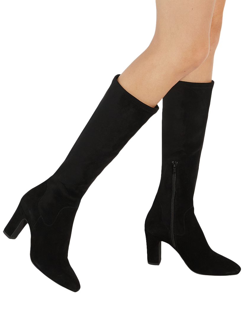 Dune Simple Wide Fit Suede Knee High Boots Black
