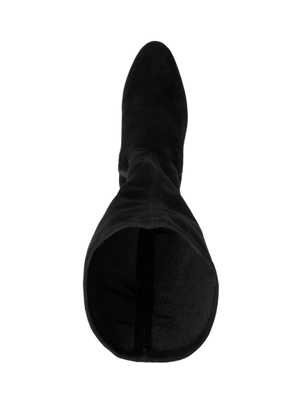 Dune London Simple Wide Fit Suede Knee-High Boots, Black - view 2, Black