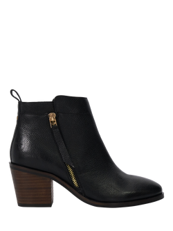 Dune London Paicing Wide Fit Leather Side Zip Ankle Boots, Black, Black