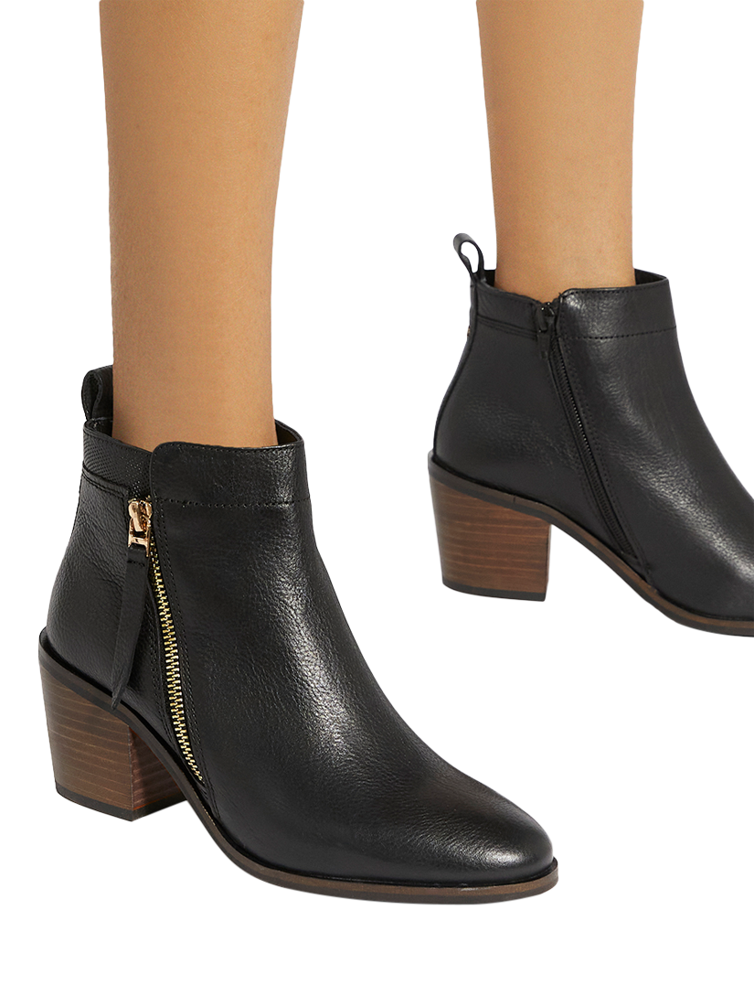 Product image 6 of 6, which shows Dune London Paicing Wide Fit Leather Side Zip Ankle Boots, Black, EU36