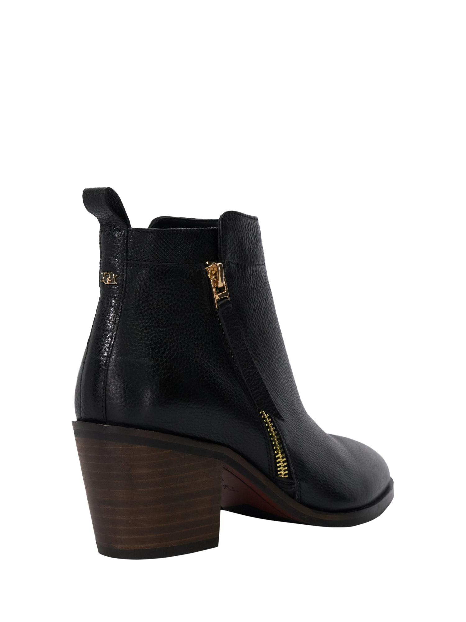 Dune raffi black leather studded zip front ankle boot hotsell