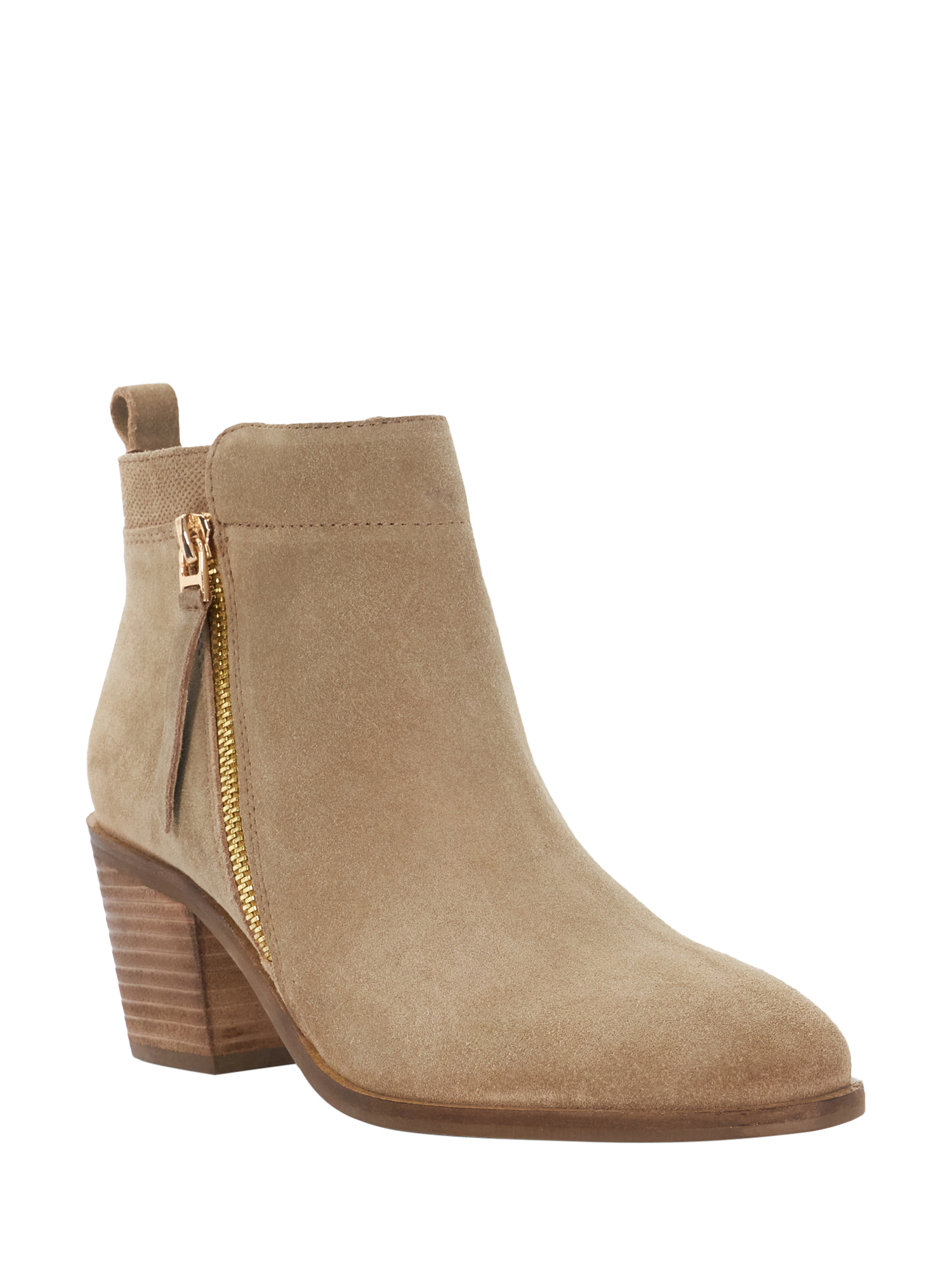 Product image 3 of 6, which shows Dune Paicing Wide Fit Suede Ankle Boots, Taupe, EU36