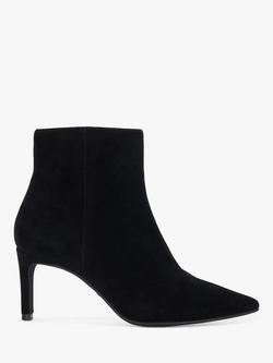 Dune London Wide Fit Obsessively Suede Heeled Ankle Boots, Black