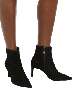 Dune London Wide Fit Obsessively Suede Heeled Ankle Boots - view 2, Black