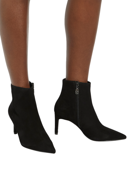 Dune London Wide Fit Obsessively Suede Heeled Ankle Boots - view 2, Black