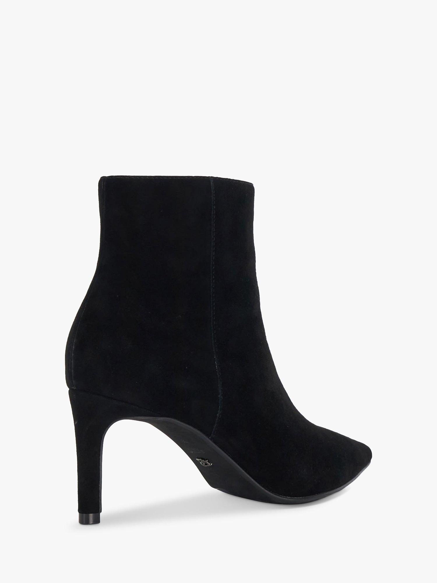 Product image 4 of 6, which shows Dune Wide Fit Obsessively Suede Heeled Ankle Boots, Black, EU36