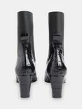 Whitsles Darla Croc Effect Leather Heeled Pointed Boots, Black