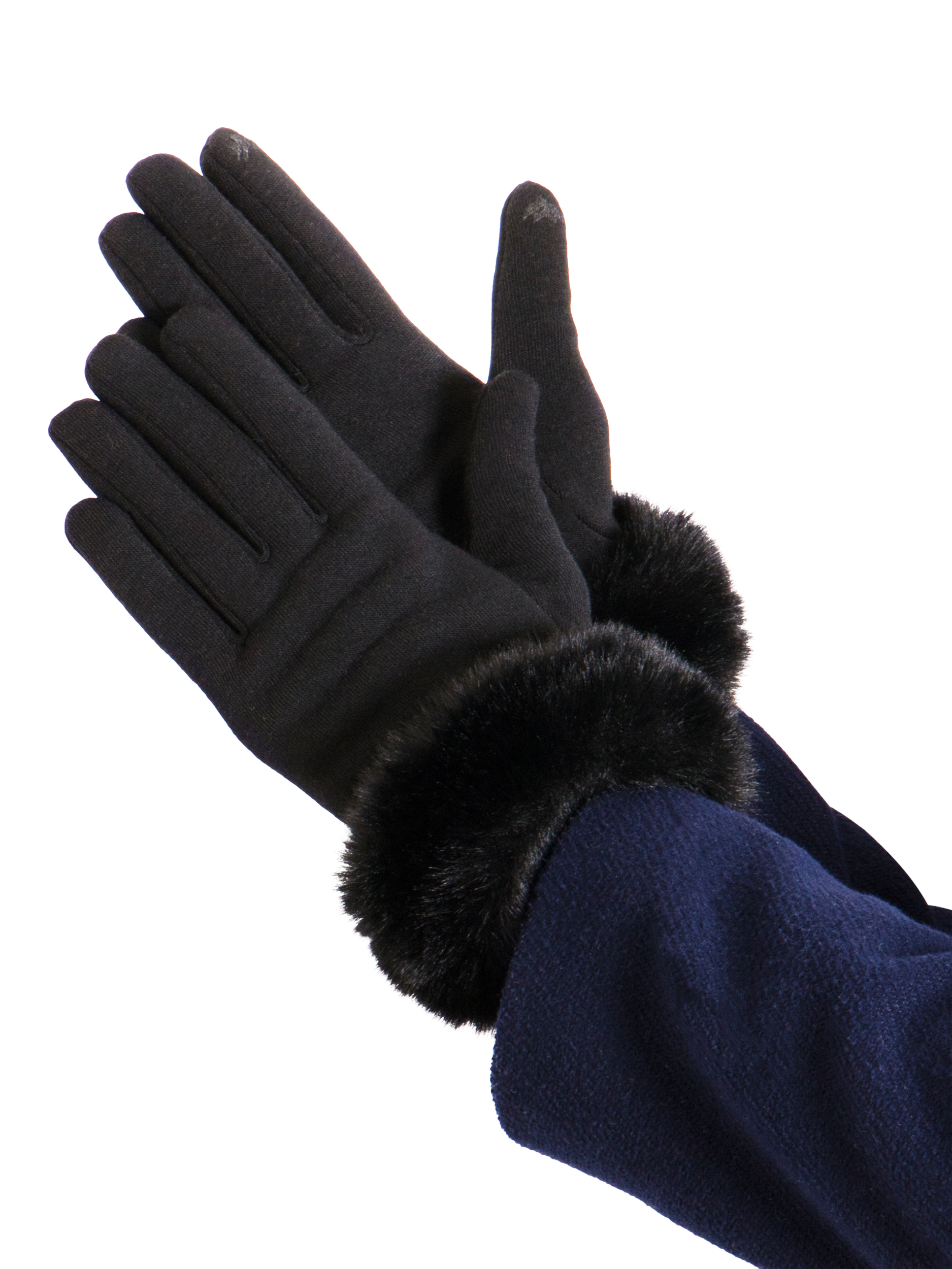 Product image 2 of 2, which shows totes Isotoner Women's Thermal Glove with Faux Fur Cuff, Black