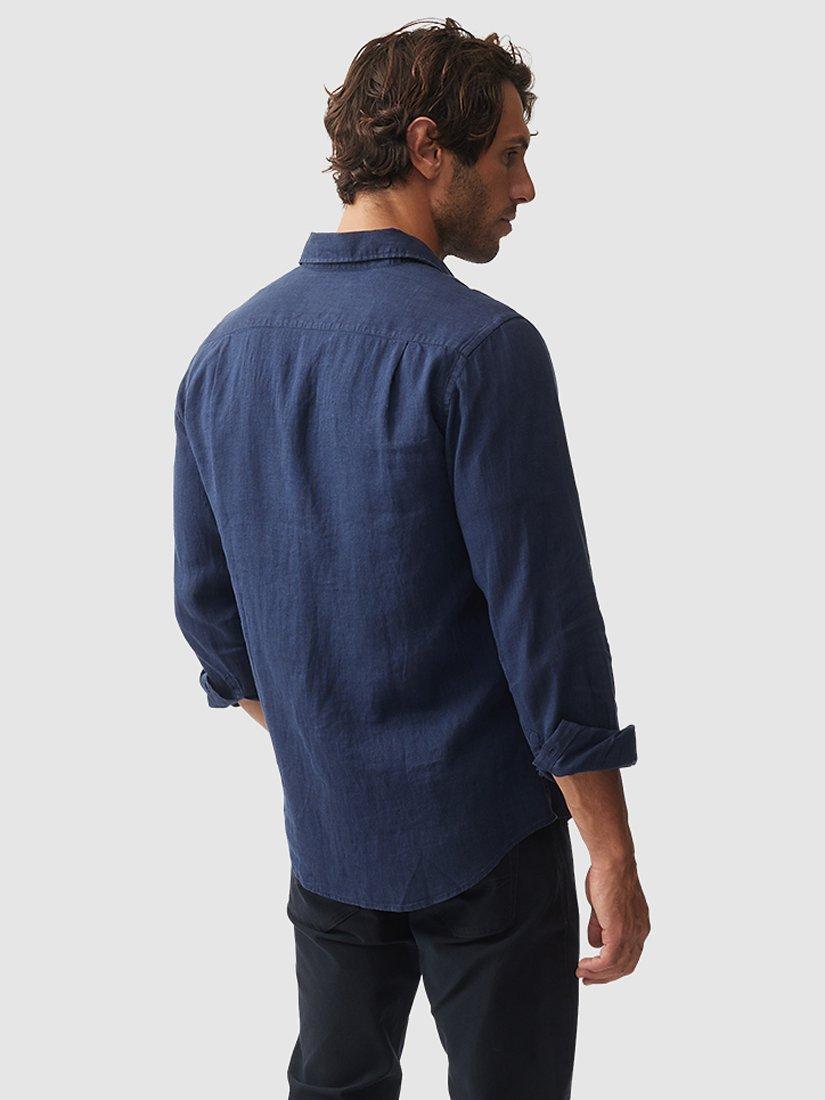 Product image 3 of 3, which shows Rodd & Gunn Coromandel Linen Slim Fit Long Sleeve Shirt, Navy, XL