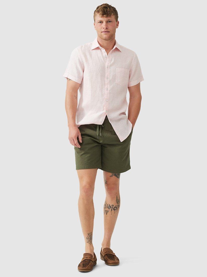 Product image 2 of 5, which shows Rodd & Gunn Palm Beach Linen Slim Fit Short Sleeve Shirt, Rosewater, S