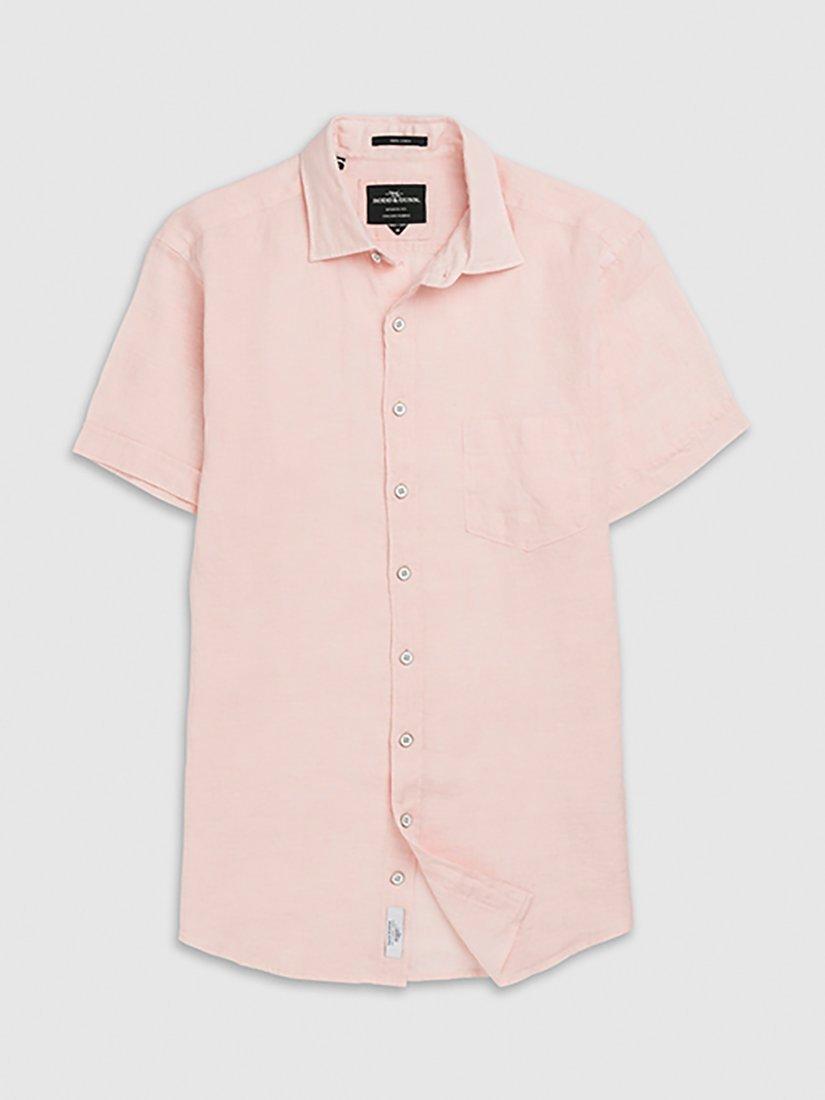 Product image 4 of 5, which shows Rodd & Gunn Palm Beach Linen Slim Fit Short Sleeve Shirt, Rosewater, S