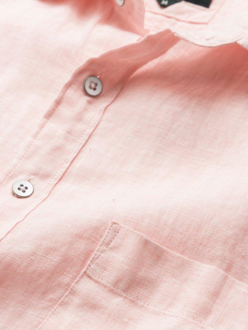 Product image 5 of 5, which shows Rodd & Gunn Palm Beach Linen Slim Fit Short Sleeve Shirt, Rosewater, S