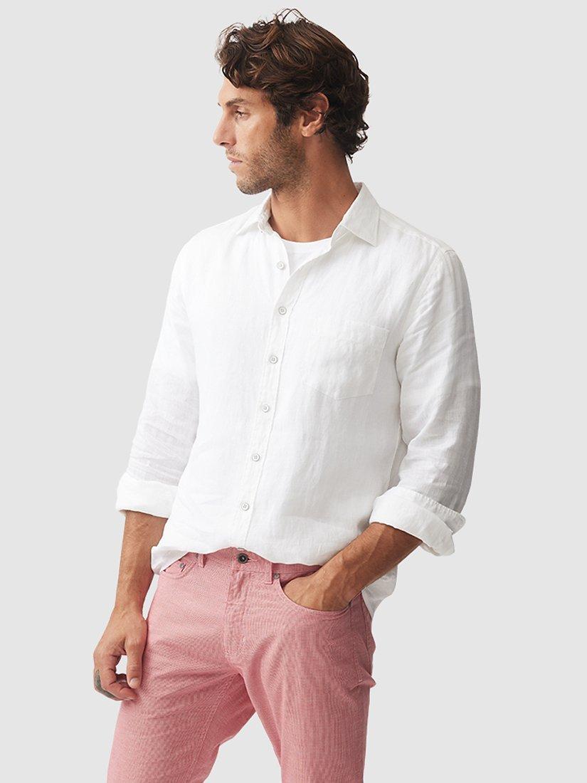 Product image 1 of 5, which shows Rodd & Gunn Coromandel Linen Slim Fit Long Sleeve Shirt, Coconut, S