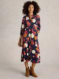 White Stuff Rua Spot Organic Cotton Blend Dress, Navy/Multi