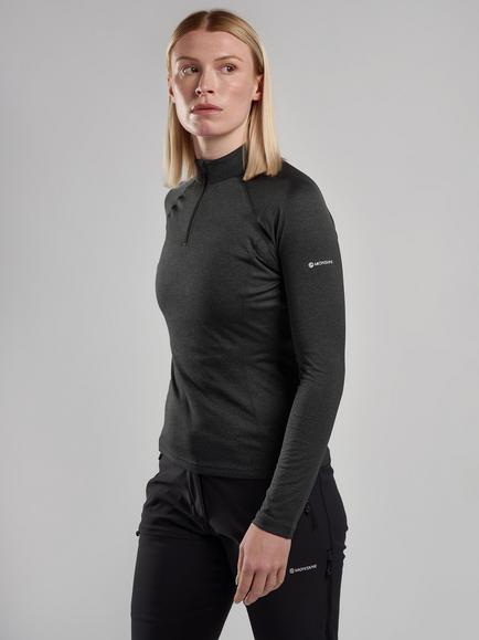 Montane Women's Dart Zip Neck Long Sleeve T-Shirt, Black