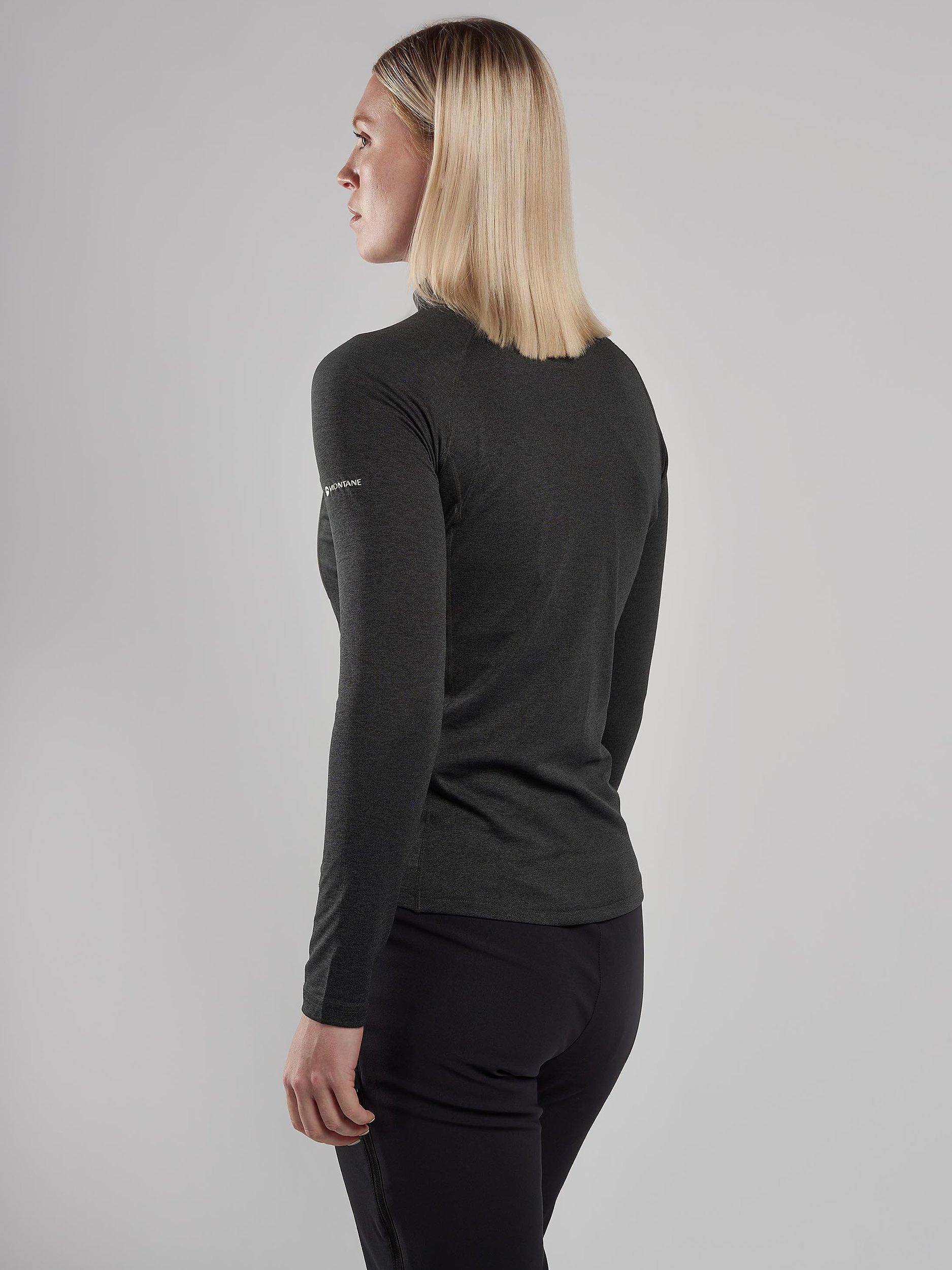 Product image 2 of 3, which shows Montane Women's Dart Zip Neck Long Sleeve T-Shirt, Black, 6