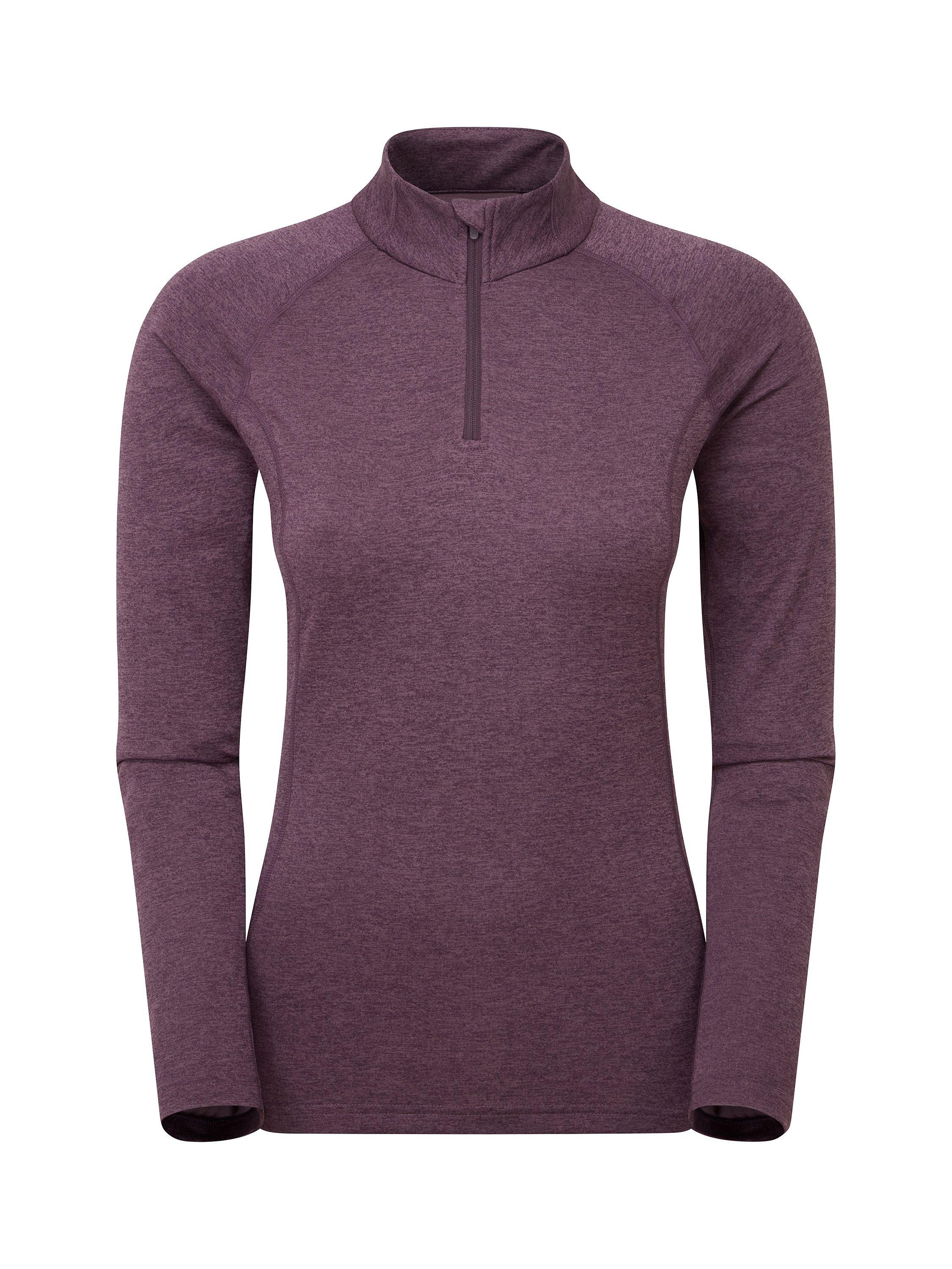 Product image 3 of 3, which shows Montane Women's Dart Zip Neck Long Sleeve T-Shirt, Mulberry, 6