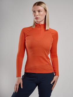 Montane Women's Dart Zip Neck Long Sleeve T-Shirt, Tigerlily