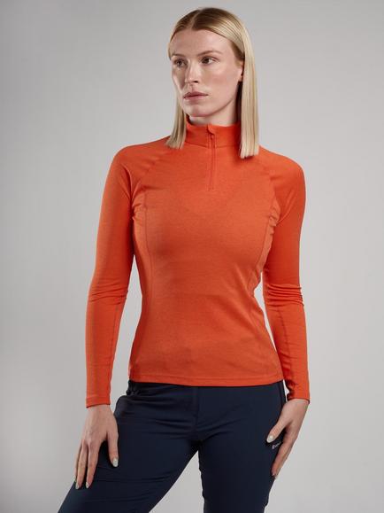 Montane Women's Dart Zip Neck Long Sleeve T-Shirt, Tigerlily