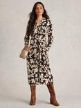 White Stuff Annie Floral Shirt Dress, Black/Beige