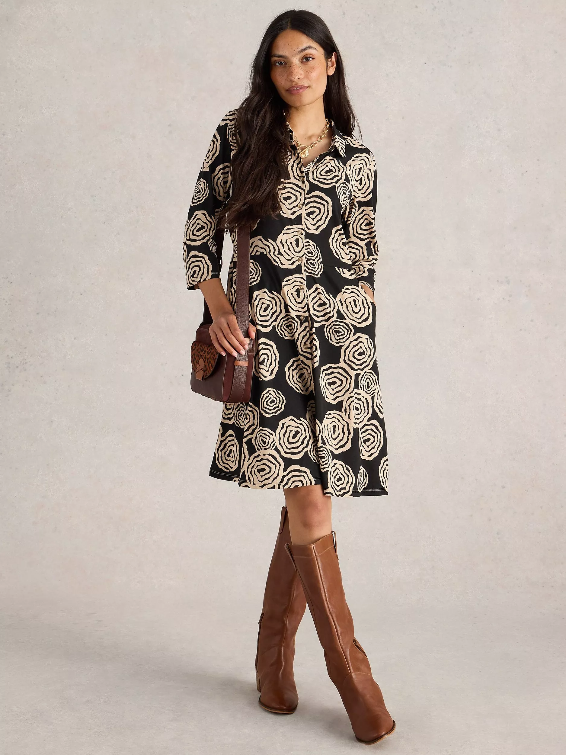 Knee length shirt dresses with sleeves hotsell