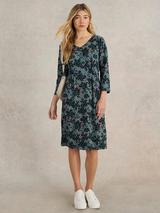 White Stuff Florence Organic Cotton Embroidered Maxi Dress Dusk Green