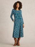 White Stuff Madeline Flower Print Dress, Teal/Multi