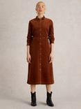 White Stuff Jade Organic Cotton Rich Corduroy Dress, Dark Tan