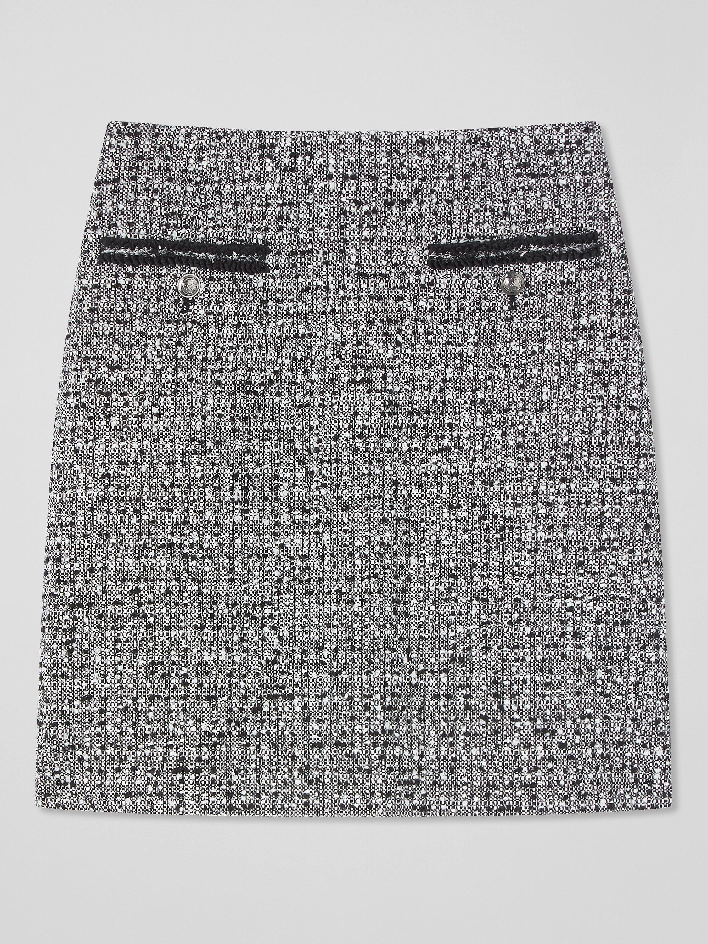 Product image 5 of 5, which shows L.K.Bennett Charlie Tweed Mini Skirt, Black/Cream, 6