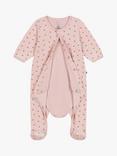 Petit Bateau Baby Mini Heart Print Cotton Velour Bodyjamas, Saline/Rosewood