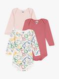 Petit Bateau Baby Floral & Stripe Bodysuits, Pack of 3, Multi