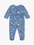 Petit Bateau Baby Brushed Fleece Space Print Sleepsuit, Beach/Multi