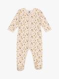 Petit Bateau Baby Floral Print Cotton Sleepsuit, Avalanche/Multi