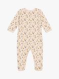 Petit Bateau Baby Floral Print Cotton Sleepsuit, Avalanche/Multi