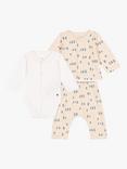 Petit Bateau Baby Three Piece Cotton Fleece Set, Avalanche/Multi