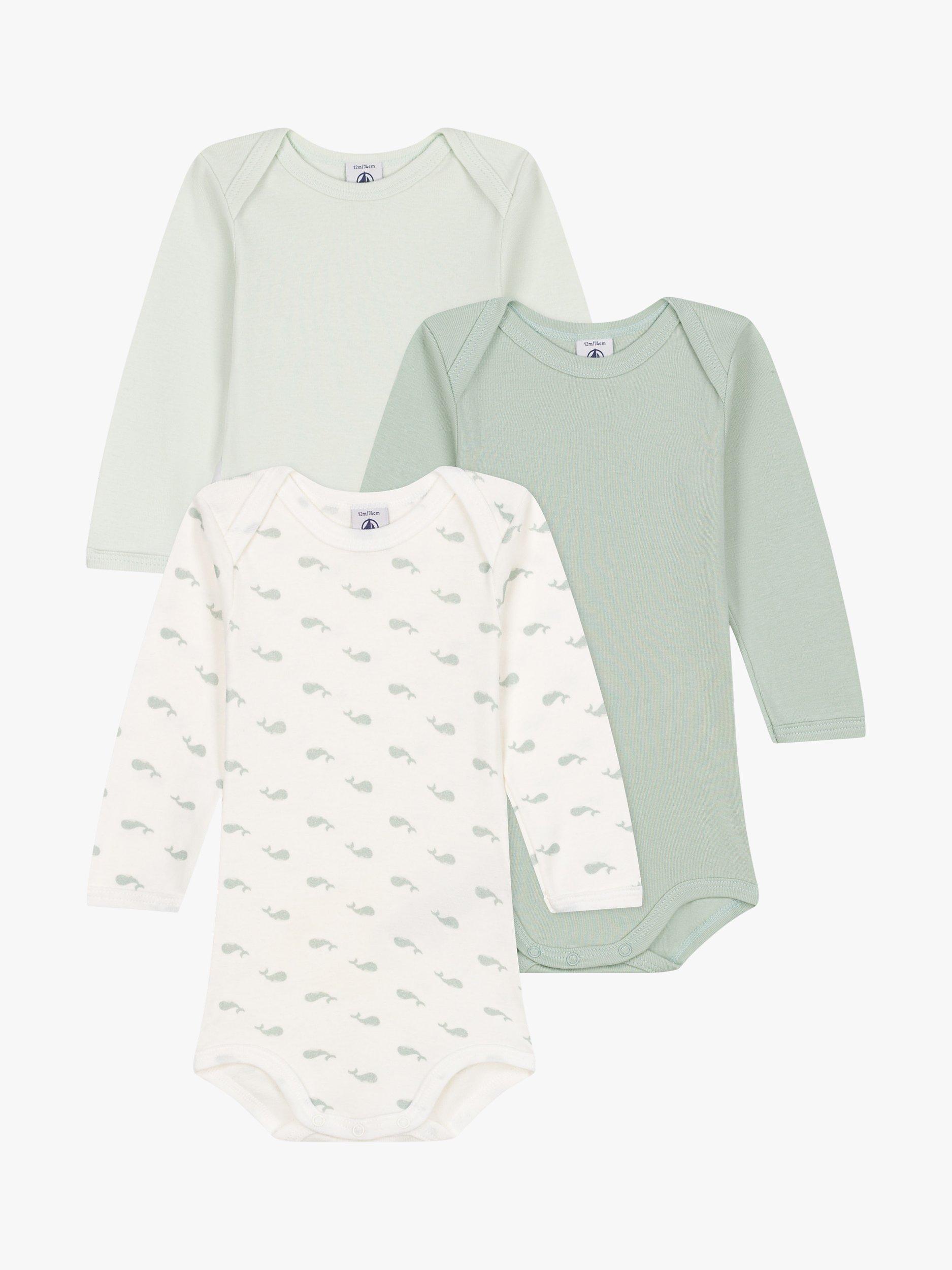 Product image 1 of 3, which shows Petit Bateau Baby Cotton Bodysuits, Pack of 3, Multi, 3 months