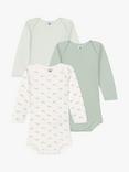 Petit Bateau Baby Cotton Bodysuits, Pack of 3, Multi