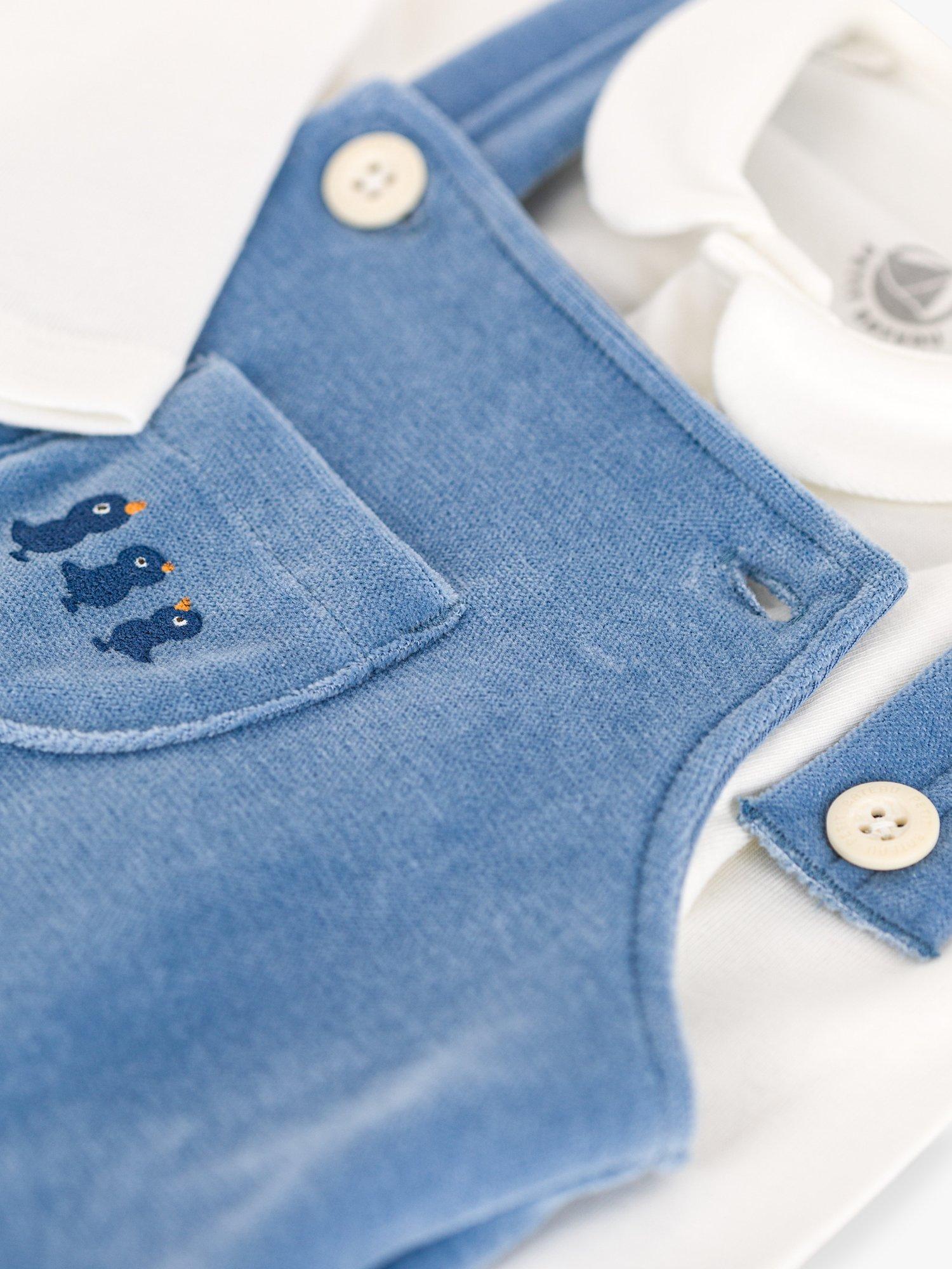 Product image 4 of 4, which shows Petit Bateau Baby Cotton Dungaree and Bodysuit Set, Beach, 3 months