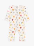 Petit Bateau Baby Printed Stars Cotton Footless Sleepsuit, Marshmallow/Multi