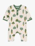 Petit Bateau Baby Cotton Fleece Forest Print Bodysuit, Montelimar/Multi
