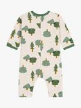 Petit Bateau Baby Cotton Fleece Forest Print Bodysuit, Montelimar/Multi