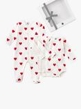 Petit Bateau Baby Heart Print Bodysuit & Sleepsuit Gift Set, White/Multi