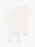 Petit Bateau Baby Soft Velour Sleepsuits, Pack of 2, White/Multi