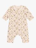 Petit Bateau Baby Cotton Fleece Floral Print Bodysuit, Avalanche/Multi