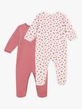 Petit Bateau Baby Velour Sleepsuits, Pack of 2, Multi