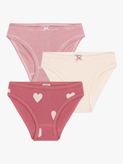 Petit Bateau Kids' Stripe/Plain/Heart Knickers, Pack of 3, Variante 1, Variante 1