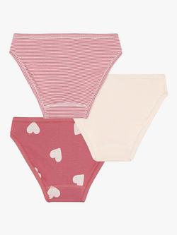 Petit Bateau Kids' Stripe/Plain/Heart Knickers, Pack of 3, Variante 1 - view 2, Variante 1