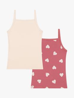 Petit Bateau Kids' Cotton Fine Strap Vests, Pack of 2, Pink/Cream - view 2, Pink/Cream